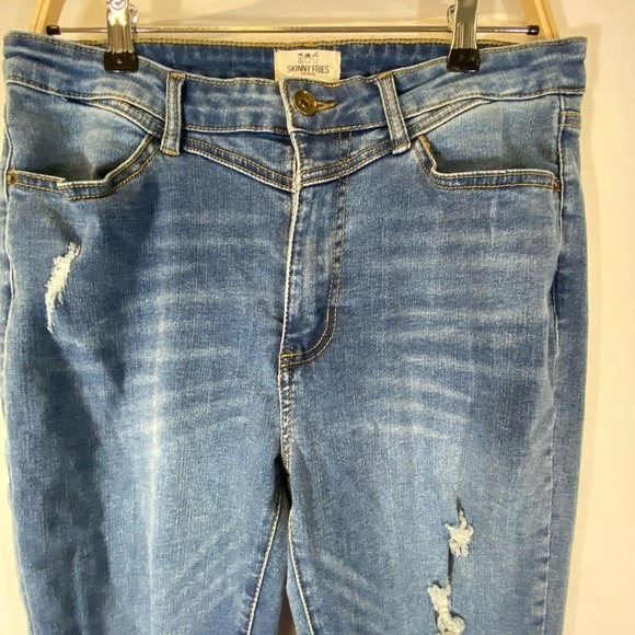 Skinny Fries Denim High Waist Distressed Raw Hem Stretch Skinny Jeans Size 15 - Picture 7 of 8